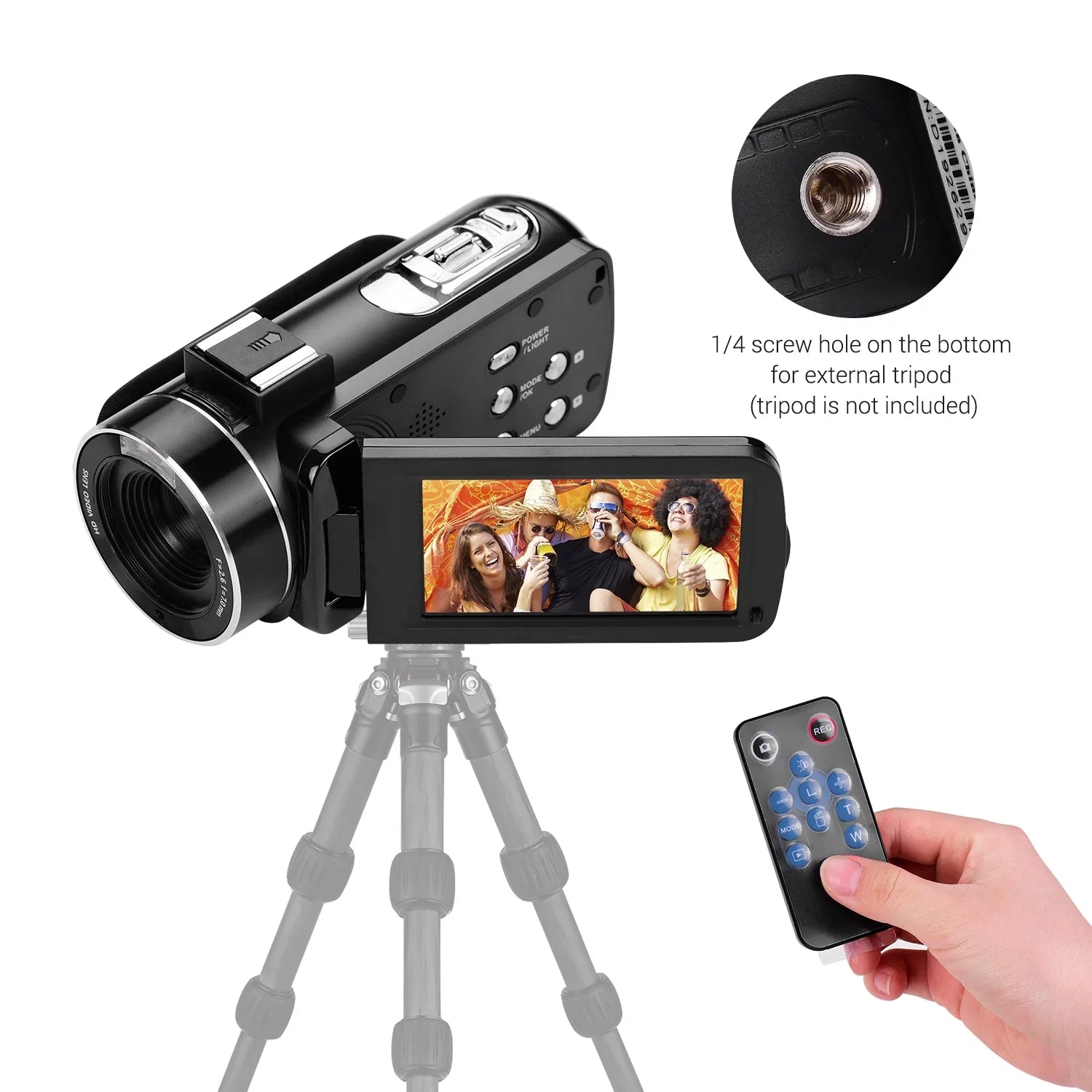 Andoer 4K Handheld DV Professional Digital Video CMOS Sensor Camcorder with Hot Shoe for Mounting Microphone 3.0 Inch IPS Burst -Shaking Function