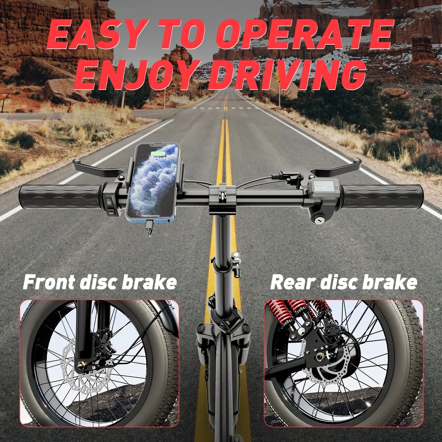 Electric Bike for Adults, 48V 20AH Folding E-Bike Easy Assemble, 16* Tire Commuter Bike 40Miles Range 330lbs Load, Full UL GCC Certified, Ebony Ebike T1
