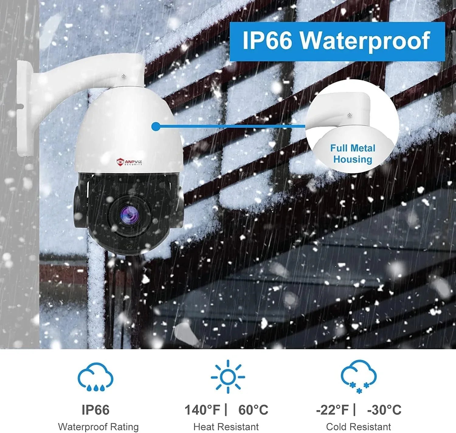 Anpviz 5MP PoE PTZ IP Surveillance Camera 20X Optical Zoom, PTZ IP Security Camera Outdoor Indoor with Mic/Audio, Person Vehicle Detection, IR Night Vision, Metal, Pan 360°/Tilt 90°, IP66 Waterproof