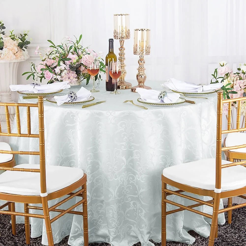 Wedding Linens Inc. 108" Round Damask Jacquard Polyester Tablecloth Table Cover Linens - White