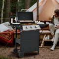 Kaireey 3 Burner BBQ Propane Gas Grill, Stainless Steel 30,000 BTU Patio Garden Barbecue Grill with Two Foldable Shelves
