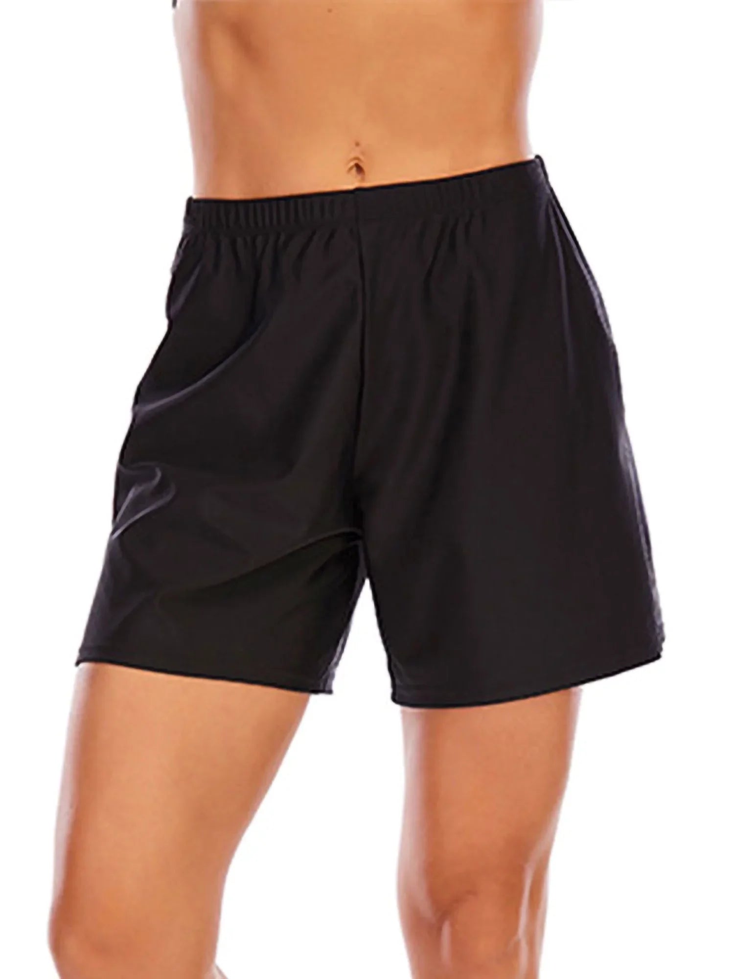 Sexy Dance Women's Swim Shorts Elastic Waist Swimsuit Bottoms Summer Tankini Boyshorts Solid Swim Trunks Dark 3XL