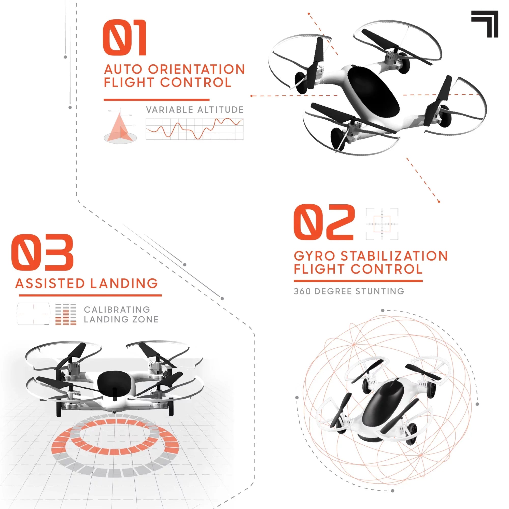 SHARPER IMAGE Rechargeable Dual Function Fly + Drive Drone RC, 250ft Long Range Control and 215ft Max Altitude, 5in