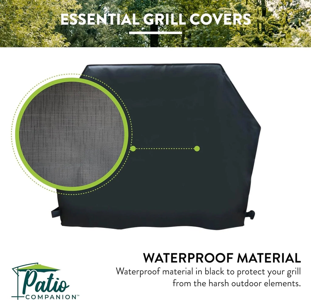 Patio Companion Essential, 80 Inch BBQ Grill Cover, 1 Year Warranty, Heavy-Duty Material, Waterproof and Weather Resistant, Gas Grill Cover for Weber, Char Broil, Broil King, Etc. Jet