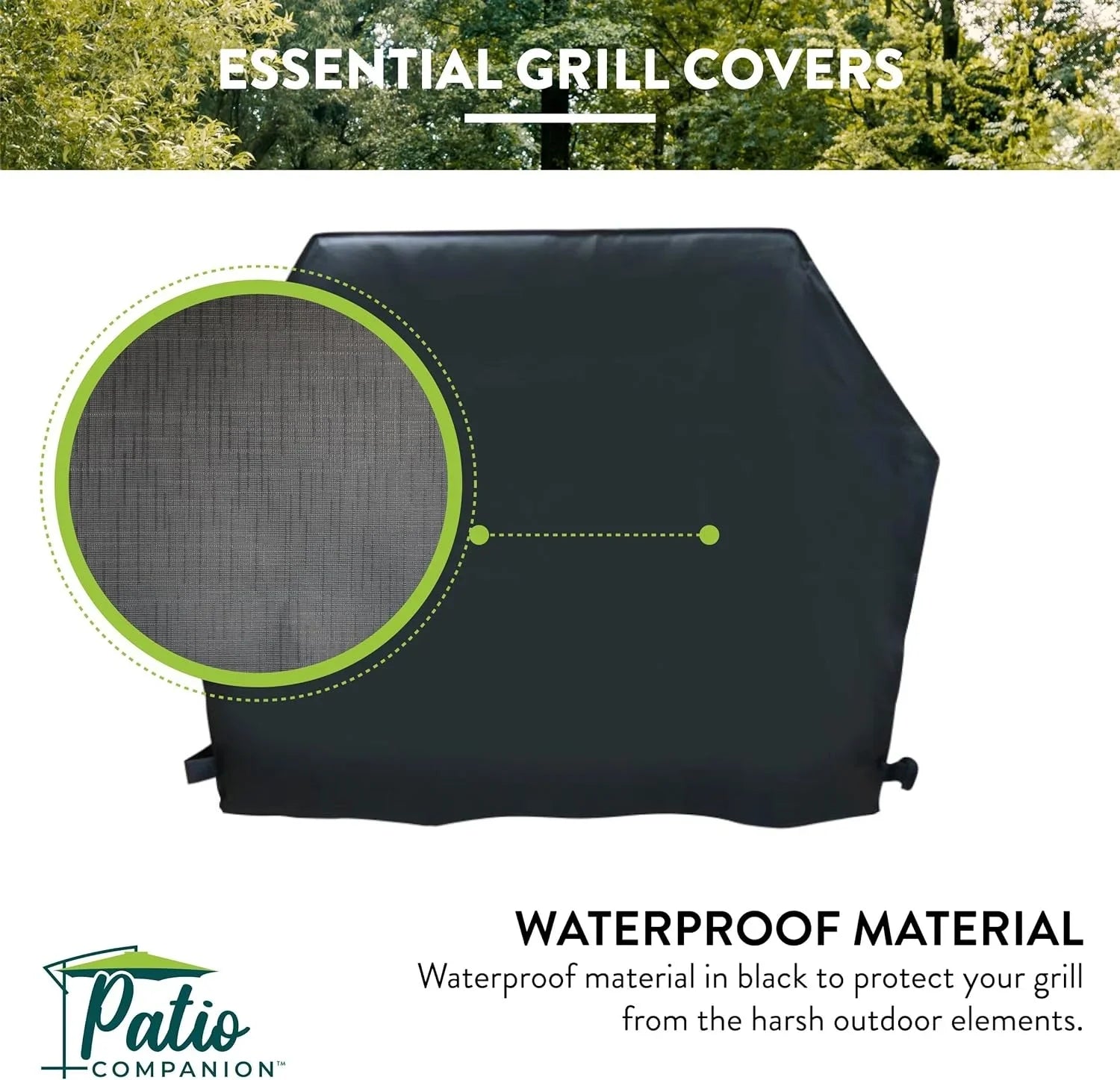 Patio Companion Essential, 80 Inch BBQ Grill Cover, 1 Year Warranty, Heavy-Duty Material, Waterproof and Weather Resistant, Gas Grill Cover for Weber, Char Broil, Broil King, Etc. Jet
