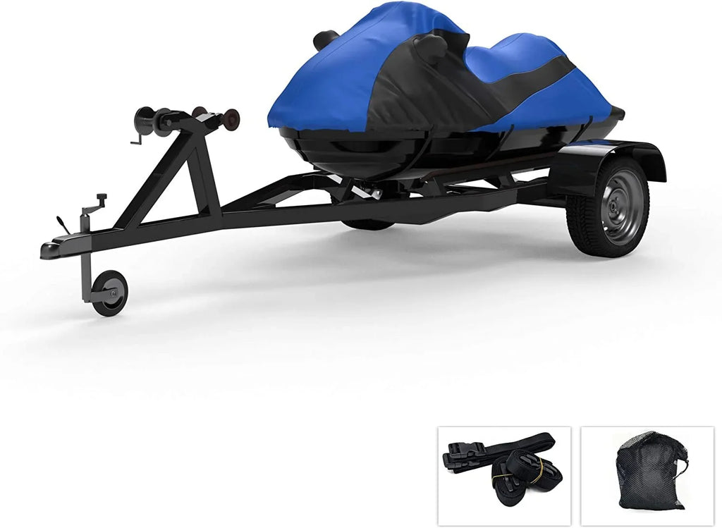 Custom Contour Fit Weatherproof Jet Ski Cover for Kawasaki 1100 STX DI 1997-1999 - Jet Color - All Weather - Trailerable - Protect from Rain & Sun! Includes Trailer Straps & Storage Bag