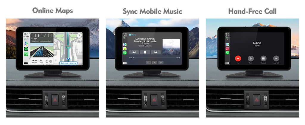 Portable Wireless Carplay & Android Auto Car Stereo, 7 Inch Full HD Car Touch Screen Portable Car Radio Receiver with Bluetooth, FM Transmitter, AUX, Voice Control, Navigation, Backup Camera