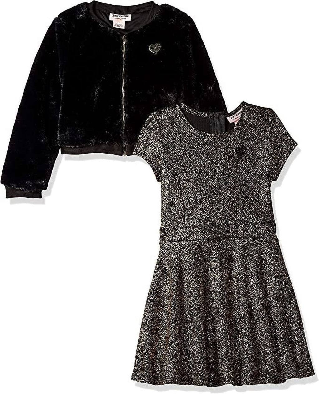 Juicy Couture Girls' Toddler 2 Pieces Dress Set, Gold Jet 3T