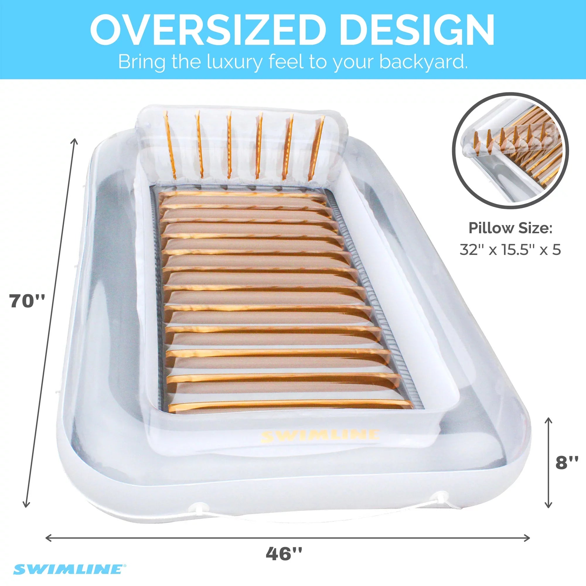Swimline Luxe Edition Inflatable Suntan Tub Floating Pool Lounger, 3 Pack