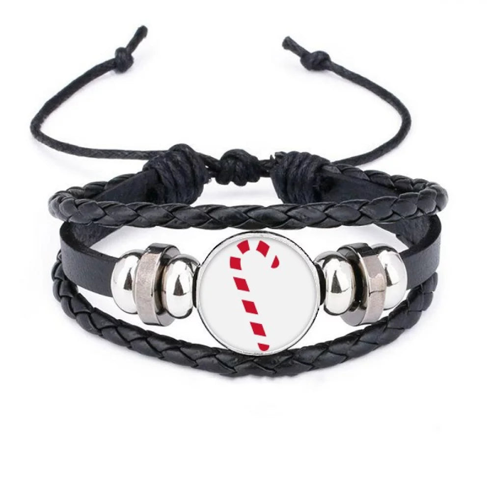 mas Crutch Red Festival Bracelet Braided Leather Woven Rope Wristband