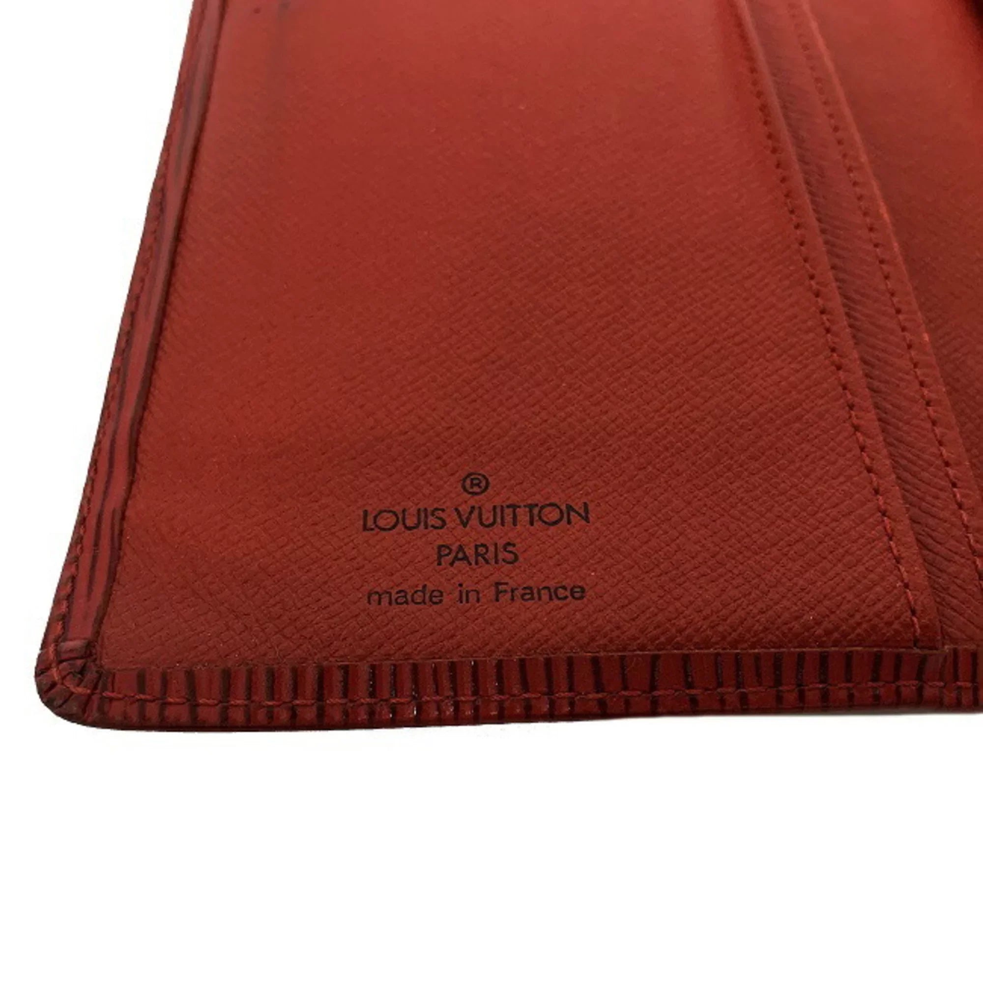 Pre-Owned Louis Vuitton Continental Vienois Castilian Red Epi M63257 Gamaguchi Long Wallet Leather MI0032 LOUIS VUITTON Ladies (Good)