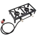 OWSOO Propane Gas Double Cast Iron Stove for Patio Camping BBQ Cooking (Standard), Furnace for Excursions