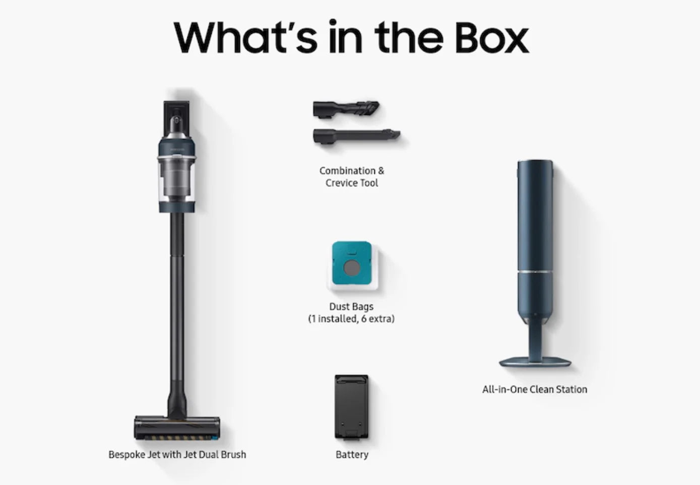 Restored VS20A9580VB/AA-RB Bespoke Jet Cordless Stick Vacuume with Clean Station Blue - Certified Refurbished