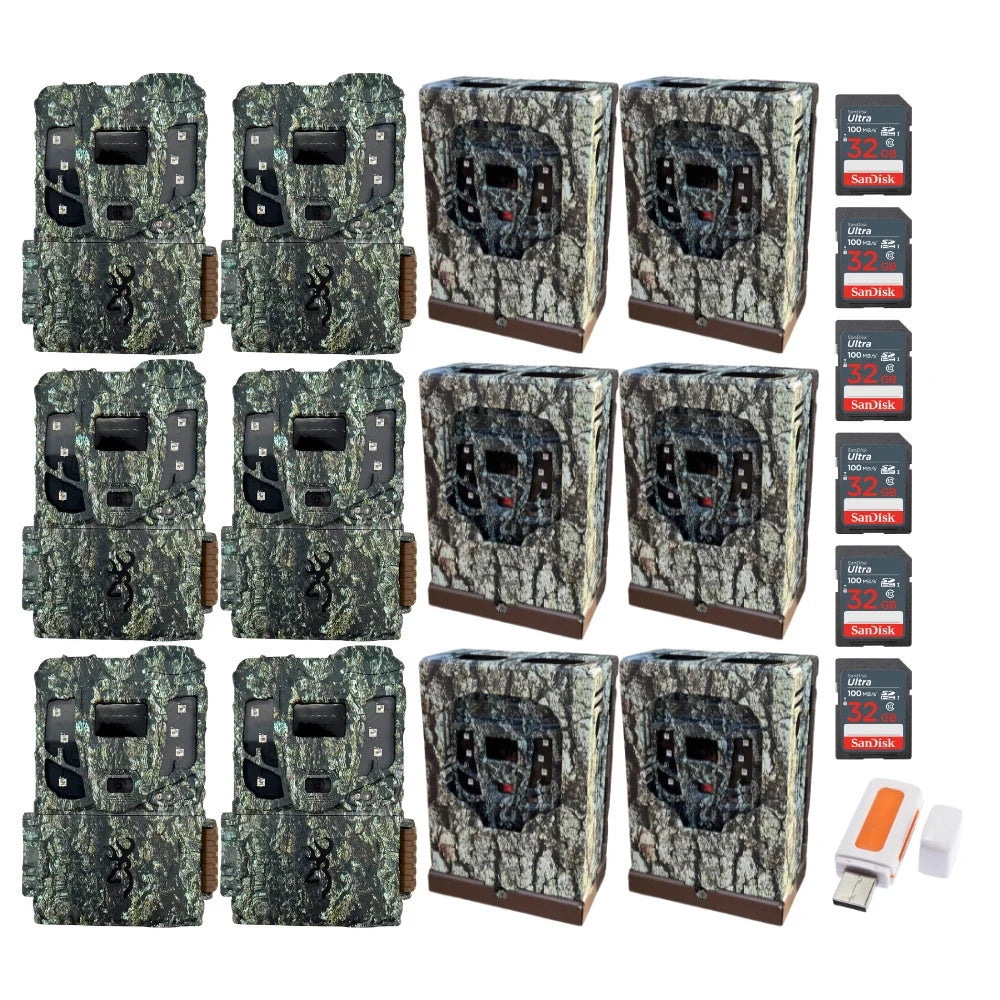 Browning 6PK Pro Scout Max HD Trail Camera, Security Box w/32GB M/Card & Reader