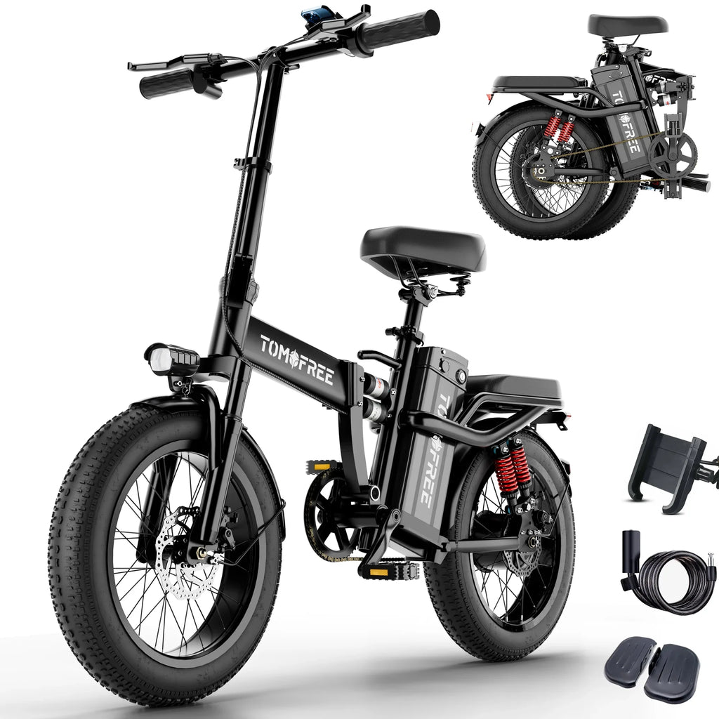 Electric Bike for Adults, 48V 20AH Folding E-Bike Easy Assemble, 16* Tire Commuter Bike 40Miles Range 330lbs Load, Full UL GCC Certified, Ebony Ebike T1