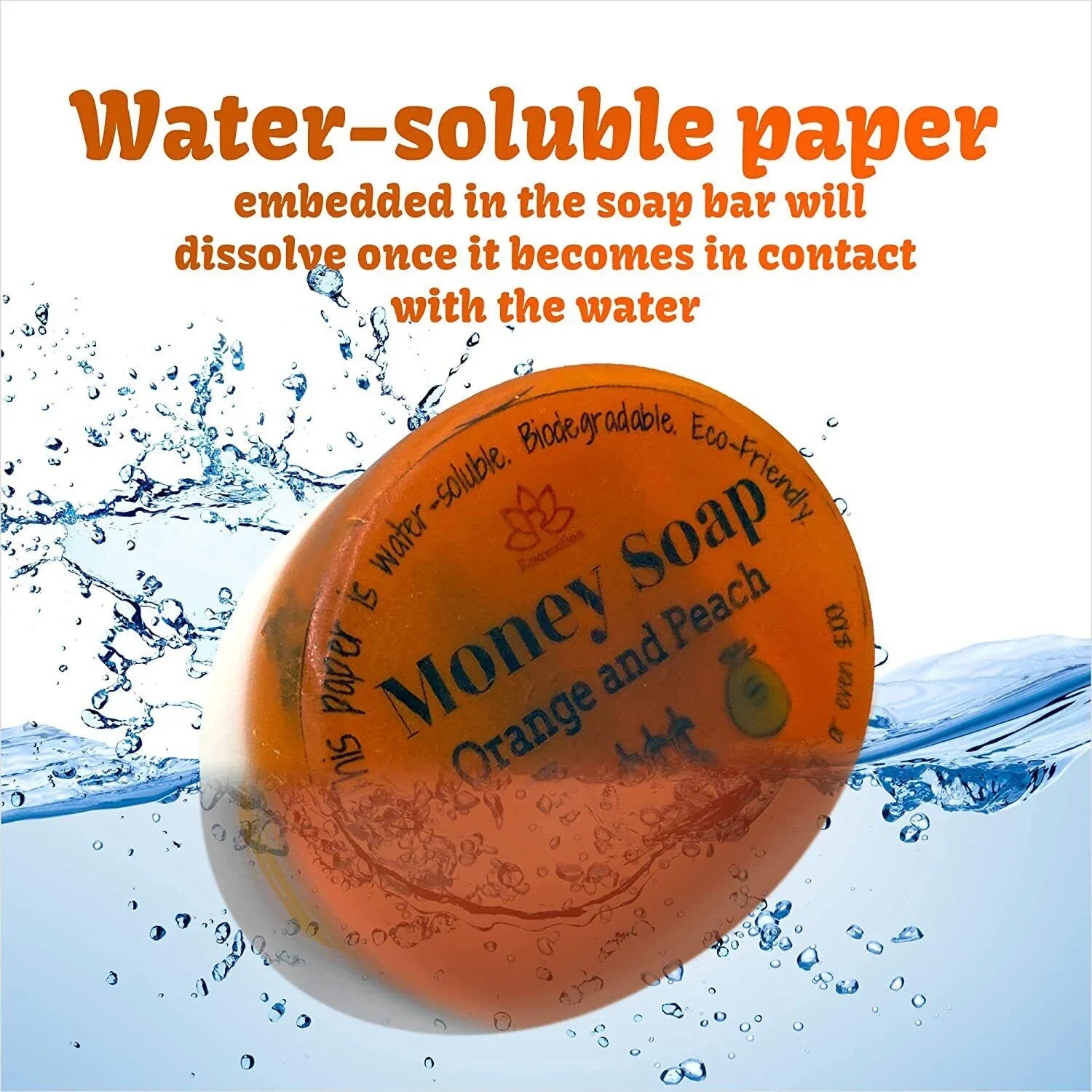 Orange and Peach Glycerin Soap Bar with Real Money Interior