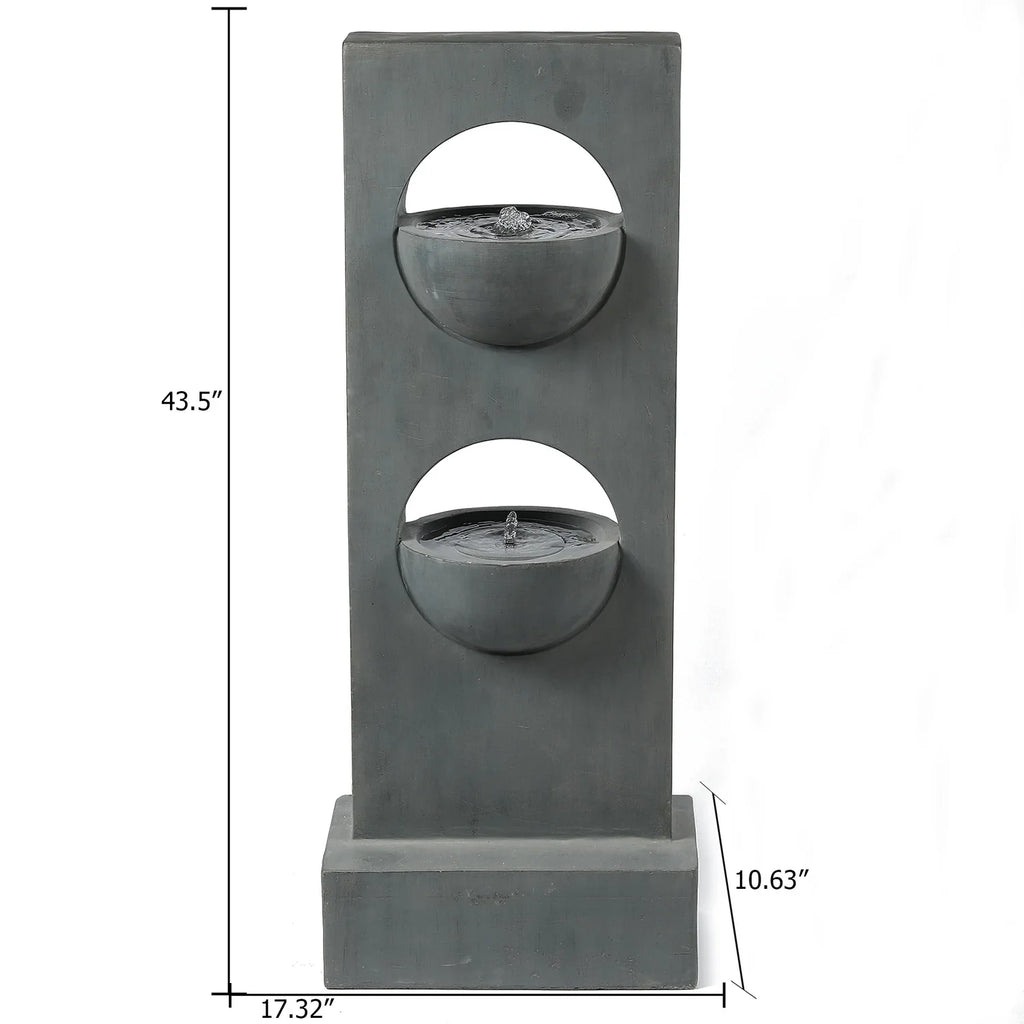 HomeStock Vintage Visions Gray Cement Column Two Tier Bowl Bubbler Outdoor Fountain