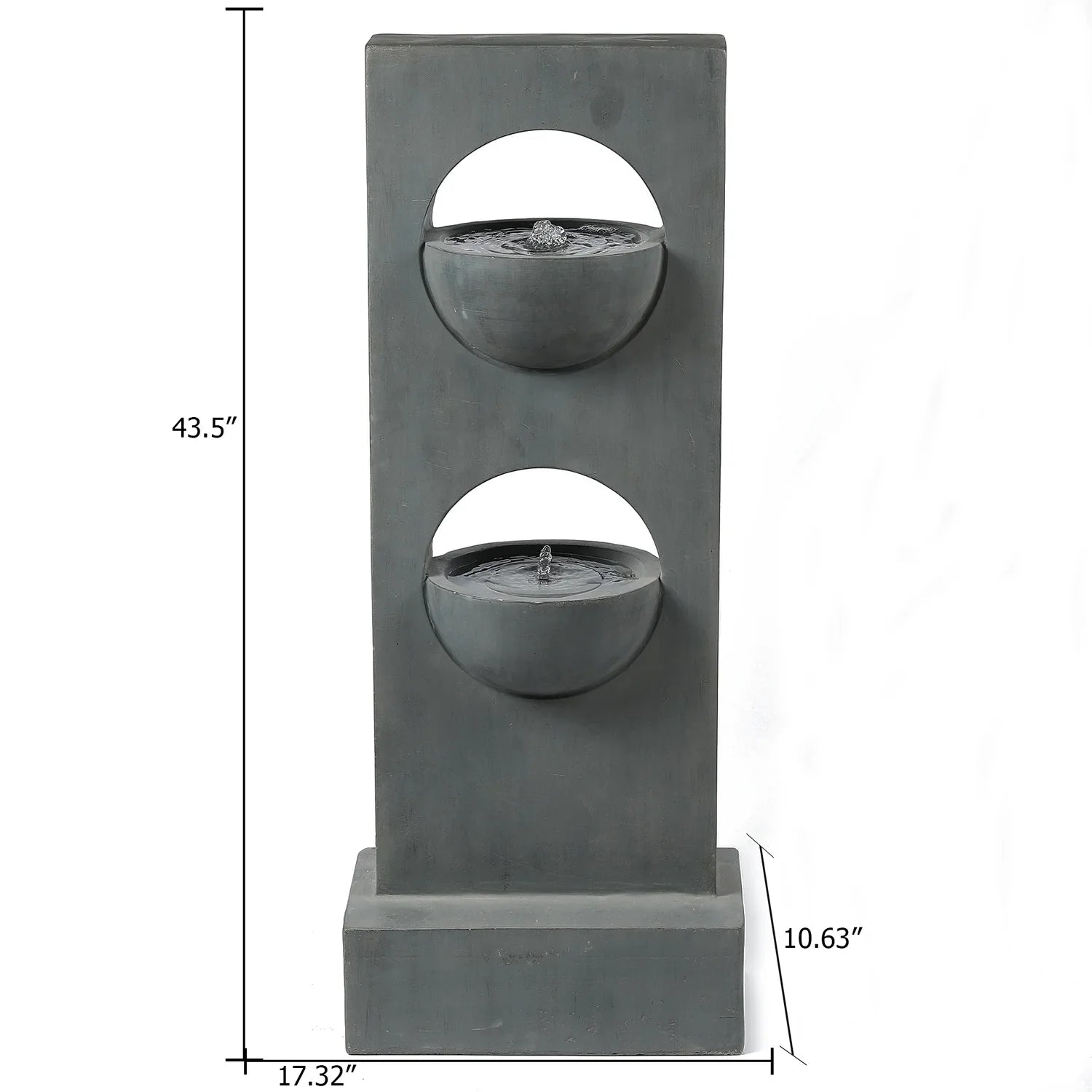 HomeStock Vintage Visions Gray Cement Column Two Tier Bowl Bubbler Outdoor Fountain