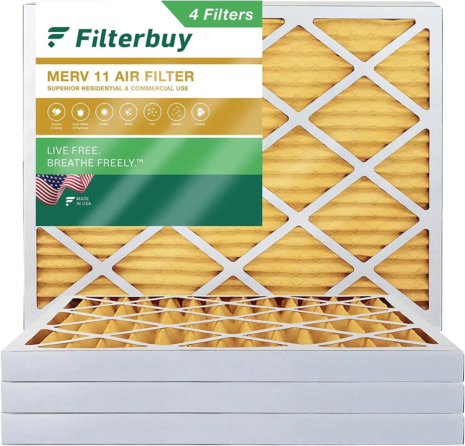 Filterbuy 25x32x2 MERV 11 Pleated HVAC AC Furnace Air Filters (4-Pack)