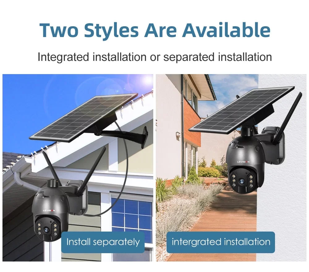 LS VISION 4MP Wifi Wireless Security Camera System Outdoor PTZ Solar Battery Powered Camera