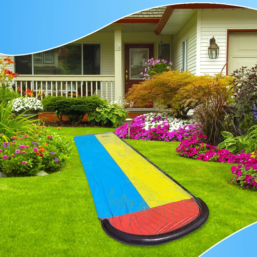 Vivazy 15.5ft Summer Backyard Quality Plastic Smooth Slick , Water Slides Inflatable Crash Pad