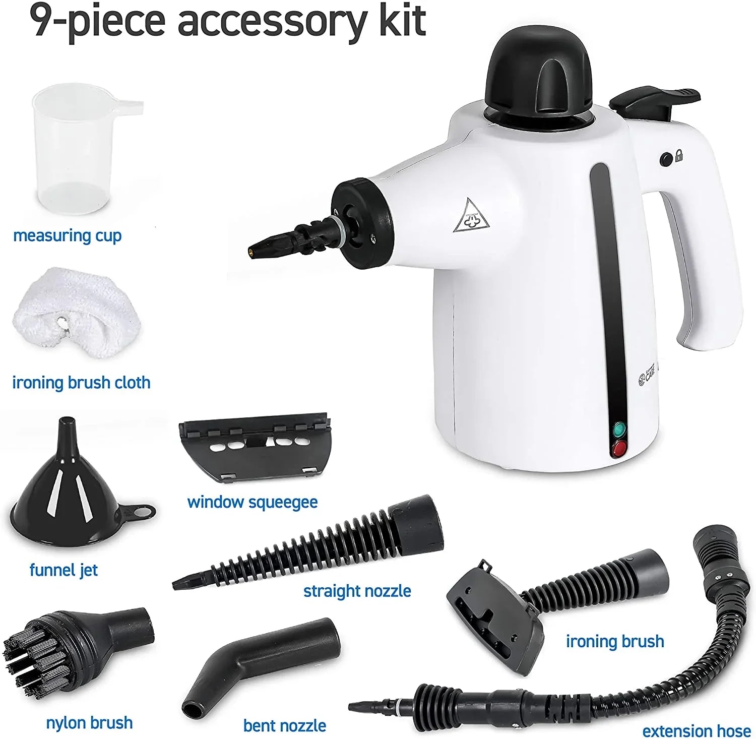 Handheld Steam Cleaner, 9-Piece Accessory Set, White, Steamer For Cleaning, Couch Cleaner, Steam Cleaner Carpet And Upholstery