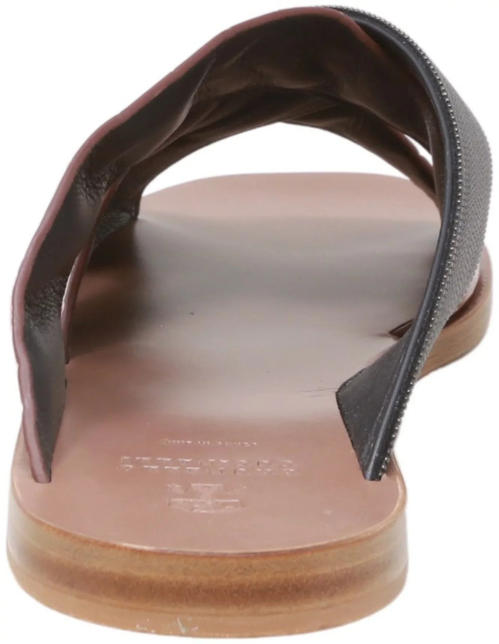 Brunello Cucinelli Women's Lizard-Effect Metallic Sliders Dark / Snake Leather Sandal - 7 M