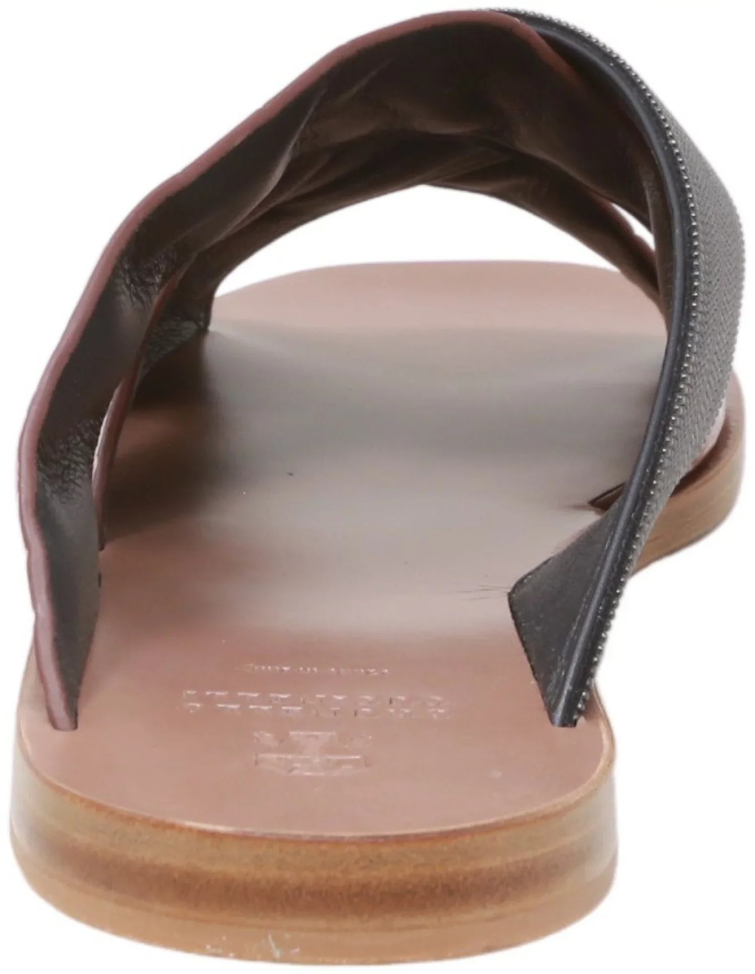 Brunello Cucinelli Women's Lizard-Effect Metallic Sliders Dark / Snake Leather Sandal - 7 M