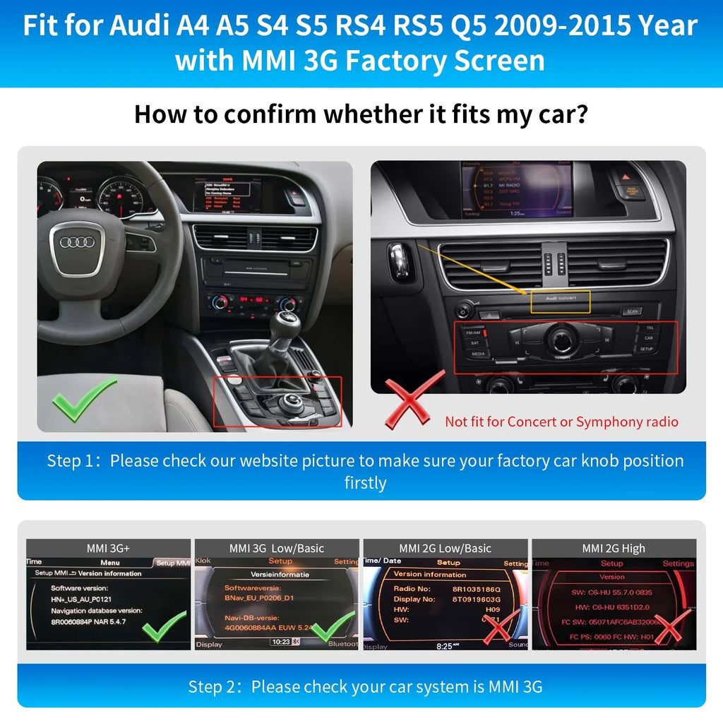 Ninetom Wireless Android Auto Carplay for Audi A4 A5 S4 S5 RS4 RS5 Q5 2008-2015 Support 3GMMI System,Carplay Retrofit Kit,Mirrorlink,Siri,Navigation,YouTube,Original Control,Camera