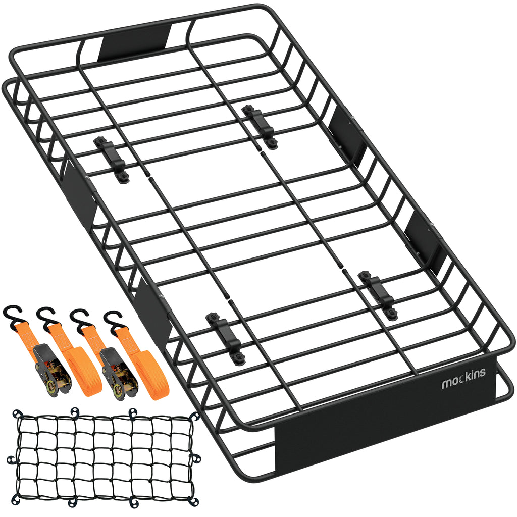 Mockins Rooftop Cargo Carrier Basket - Adjusts from 43-64"L x 39"W x 6"H | 250 lbs. Capacity Cargo Basket + Exterior Automotive Accessories.