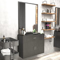 Artist Hand Wall Mount Barber Salon Station Hair Styling Makeup Spa with Mirror, Drawer, 2 Doors Ebony