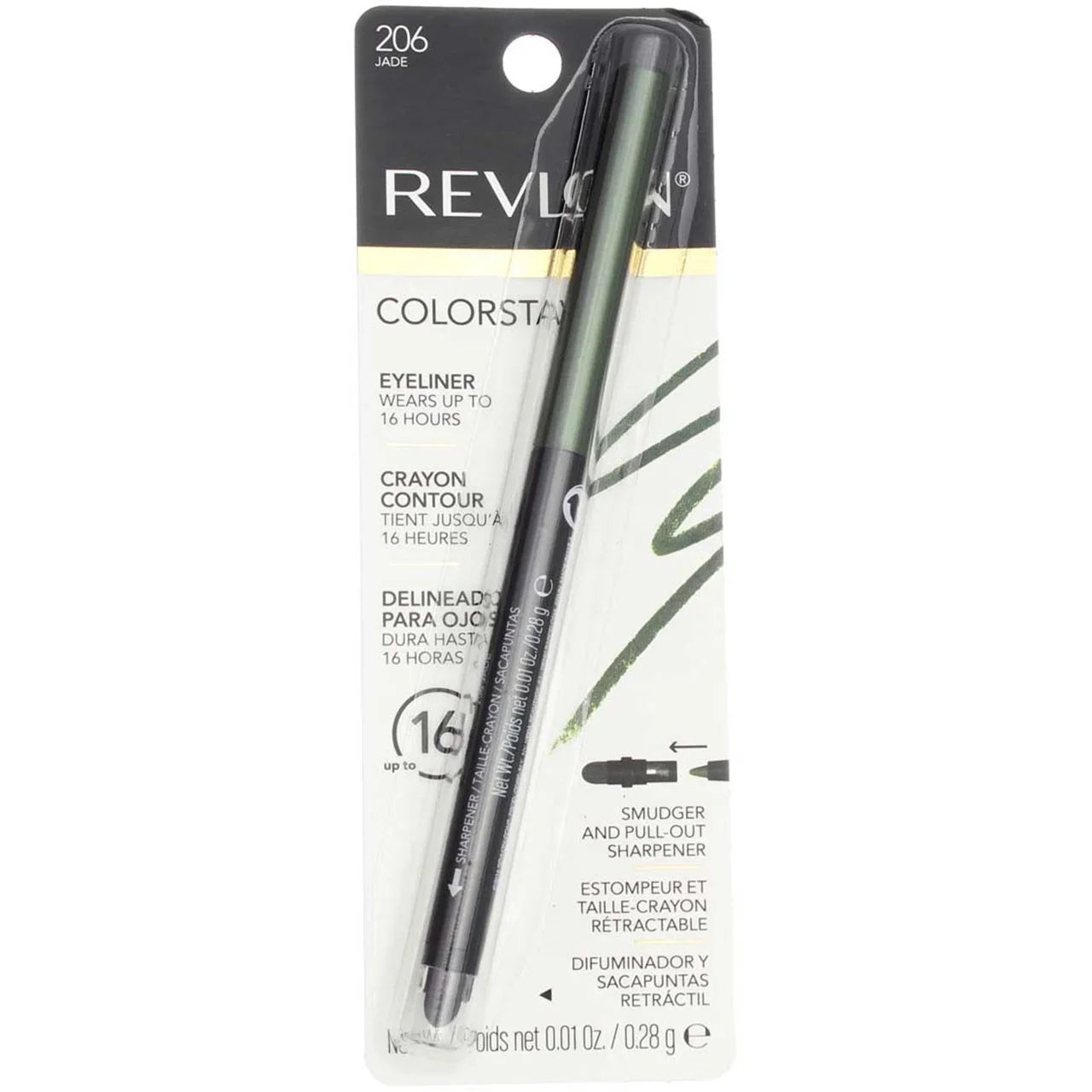 Revlon ColorStay Eyeliner Pencil, Jade [206] 0.01 oz (Pack of 4)