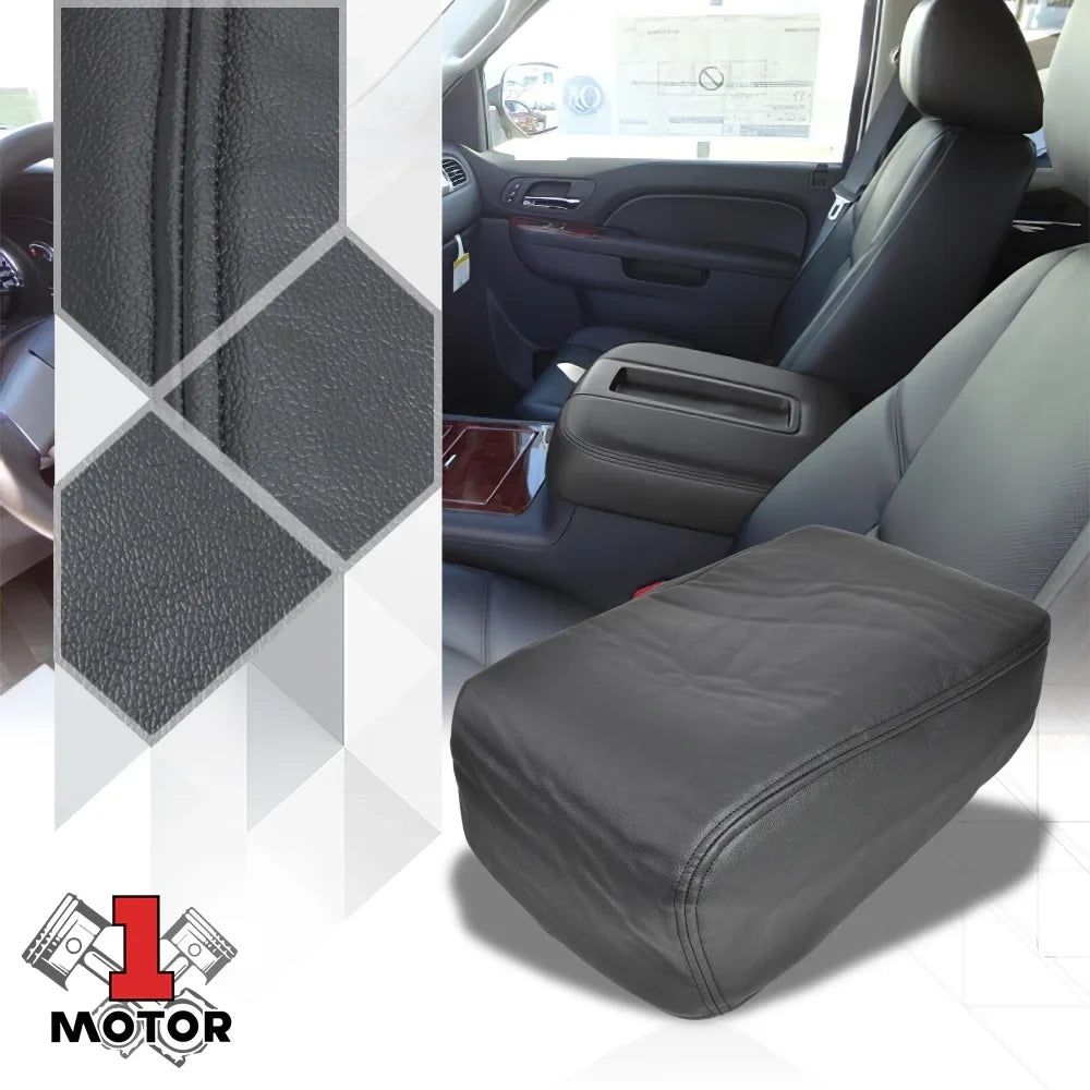 Dark Center Console Arm Rest Lid Leather Cover Kit for 07-14 Silverado/Sierra Fits select: 2007-2014 CHEVROLET SILVERADO, 2007-2014 CHEVROLET TAHOE