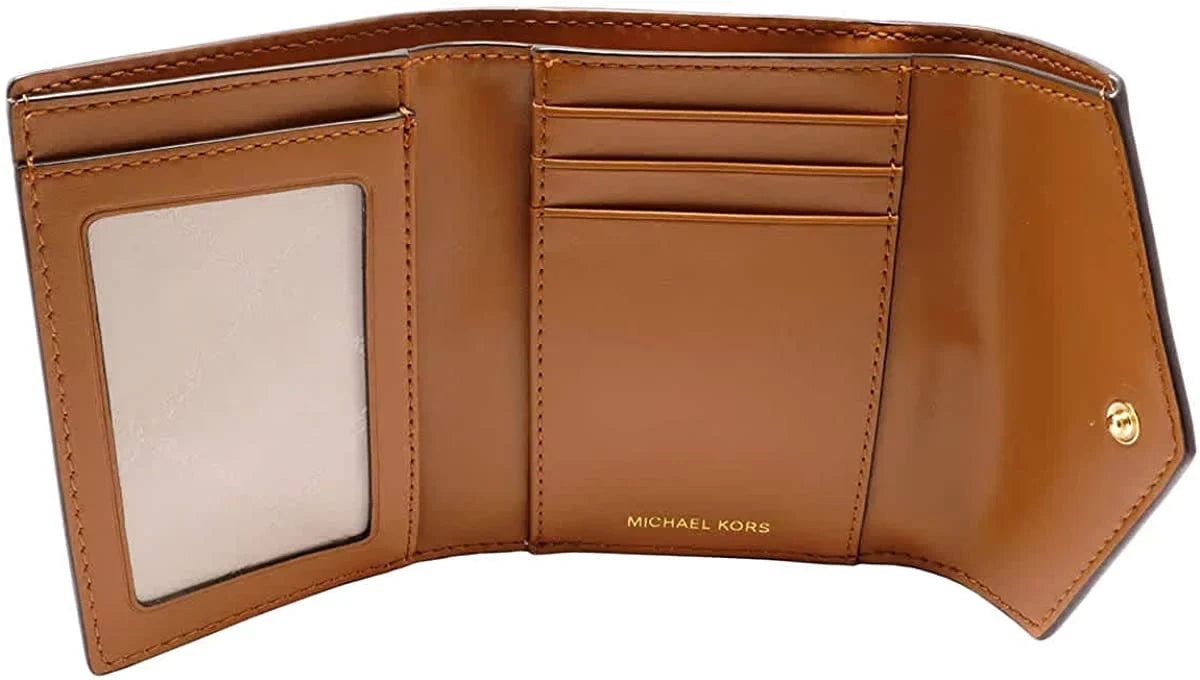 Michael Kors Ladies Signature Logo Carmen Medium Envelope Tri-Fold Wallet - Vanilla/Acorn