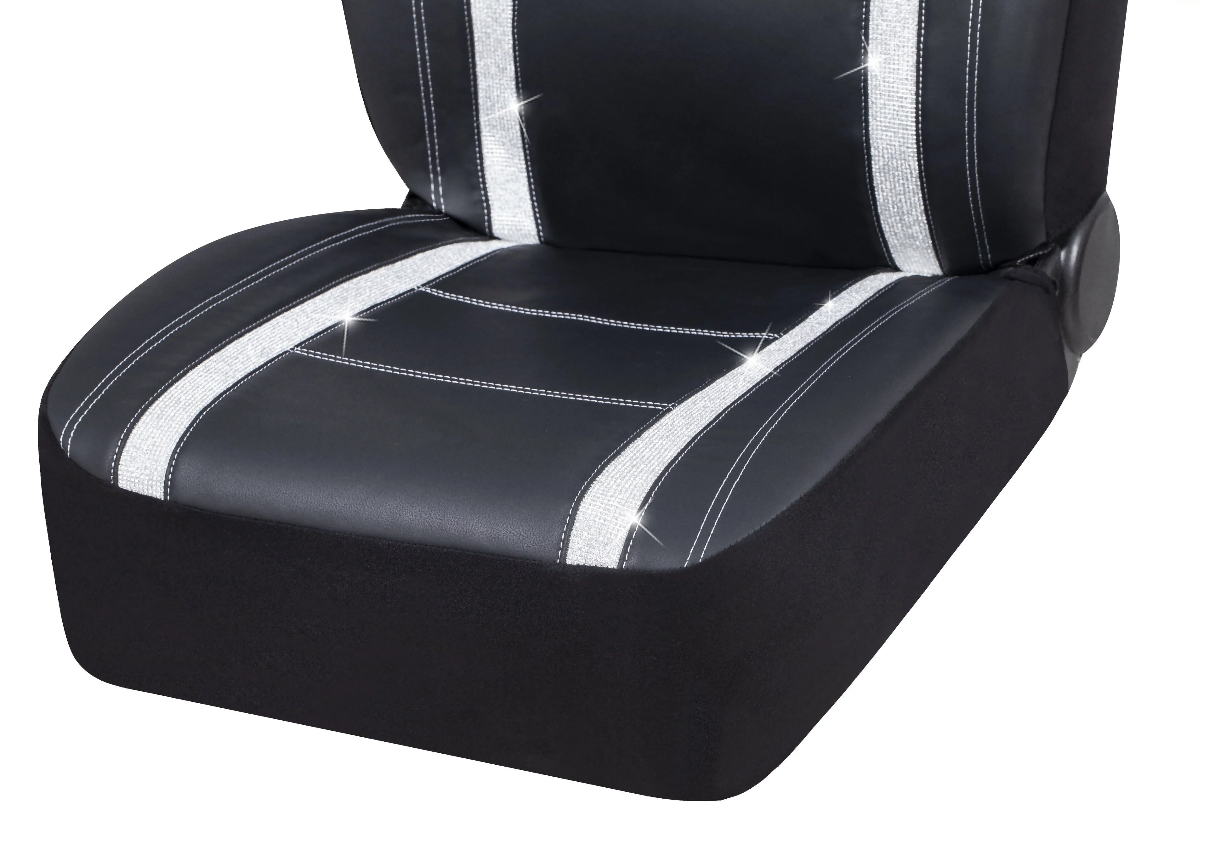 Auto Drive 2 Piece Checker Diamond Car Seat Cover Premium Leather Ebony Universal Fit - 2102SC035