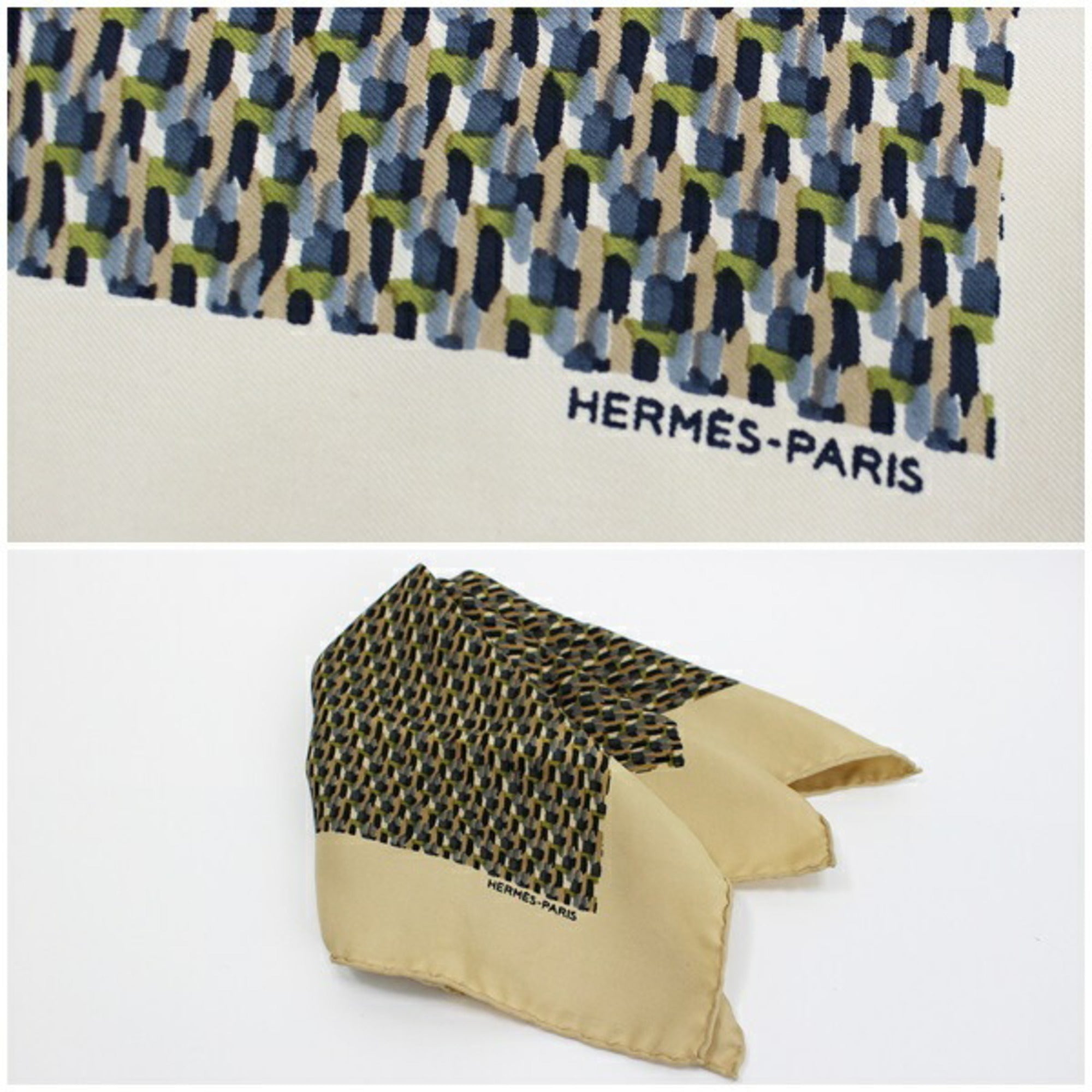 Pre-Owned Hermes Scarf Muffler Carre 45 Gaurosh Beige HERMES Women's (Good)