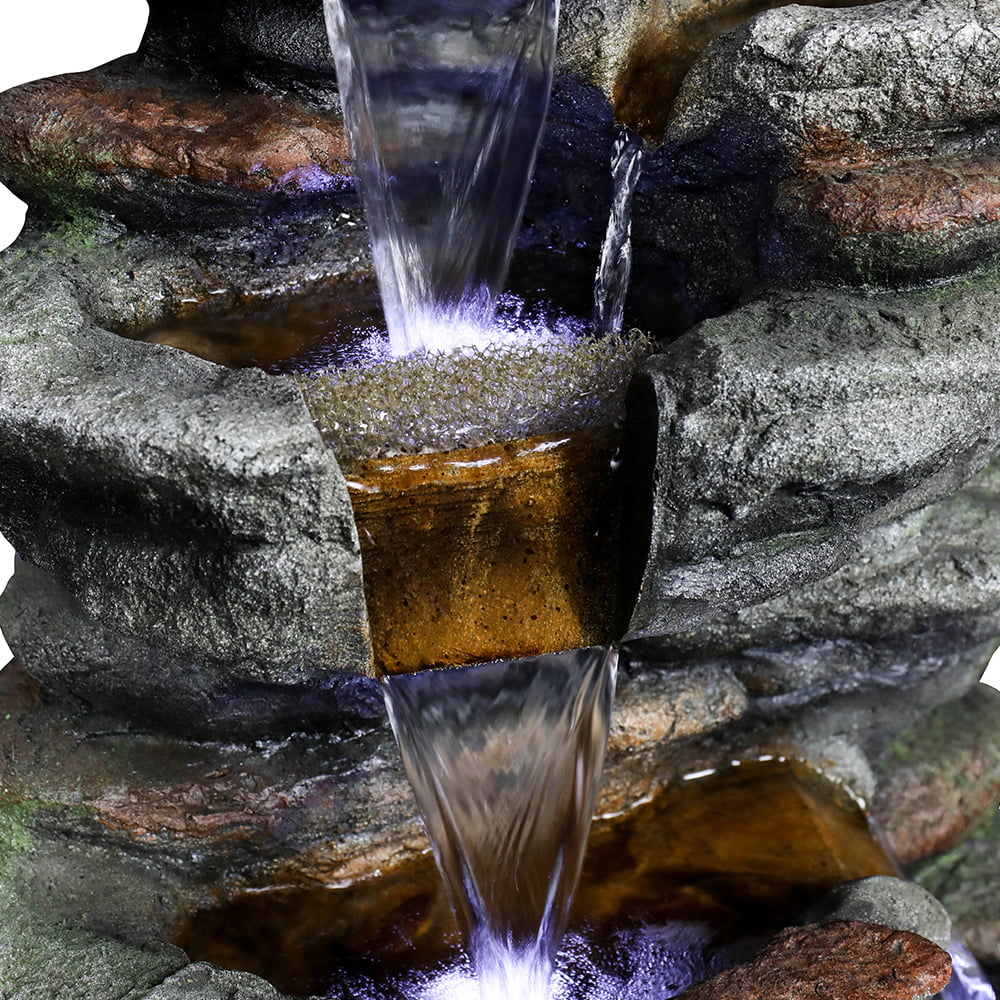 Kmowoo 32.6inches Rock Water Fountain with Led Lights