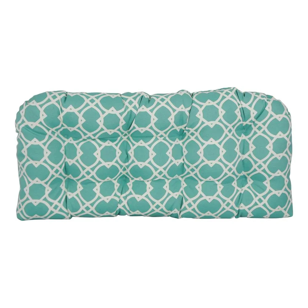 Blazing Needles 42 x 19 in. U-Shaped Patterned Spun Polyester Tufted Settee & Bench Cushion, Elipse Pool