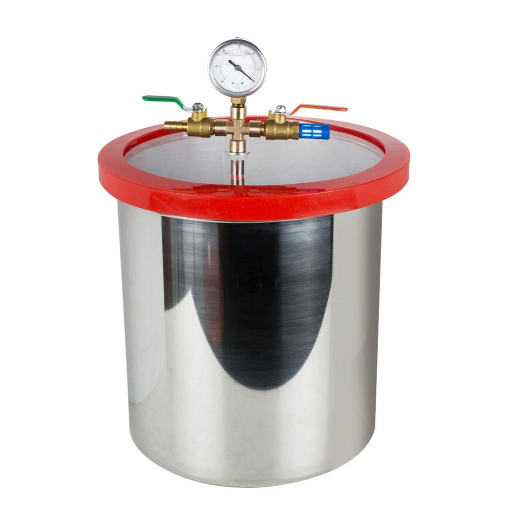 Efficiently Eliminate Air Bubbles with Our Stainless Steel Silicone Machine and Powerful 3CFM Vacuum Pump - The Ultimate Vacuum Degassing Chamber Kit [5 Gallon]