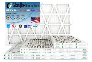 Glasfloss 20x24x1 - MERV 10 Amount - Furnace Air Filter - Made in USA (Actual Size: 19.5 x 23.5x7/8 inch)