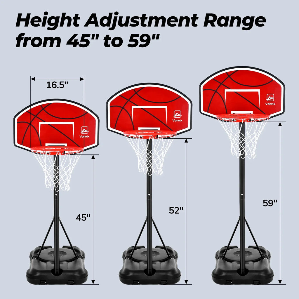 Valwix Swimming Pool Basketball Hoop 45"-59" Adjustable Height With 2 Balls And Pump