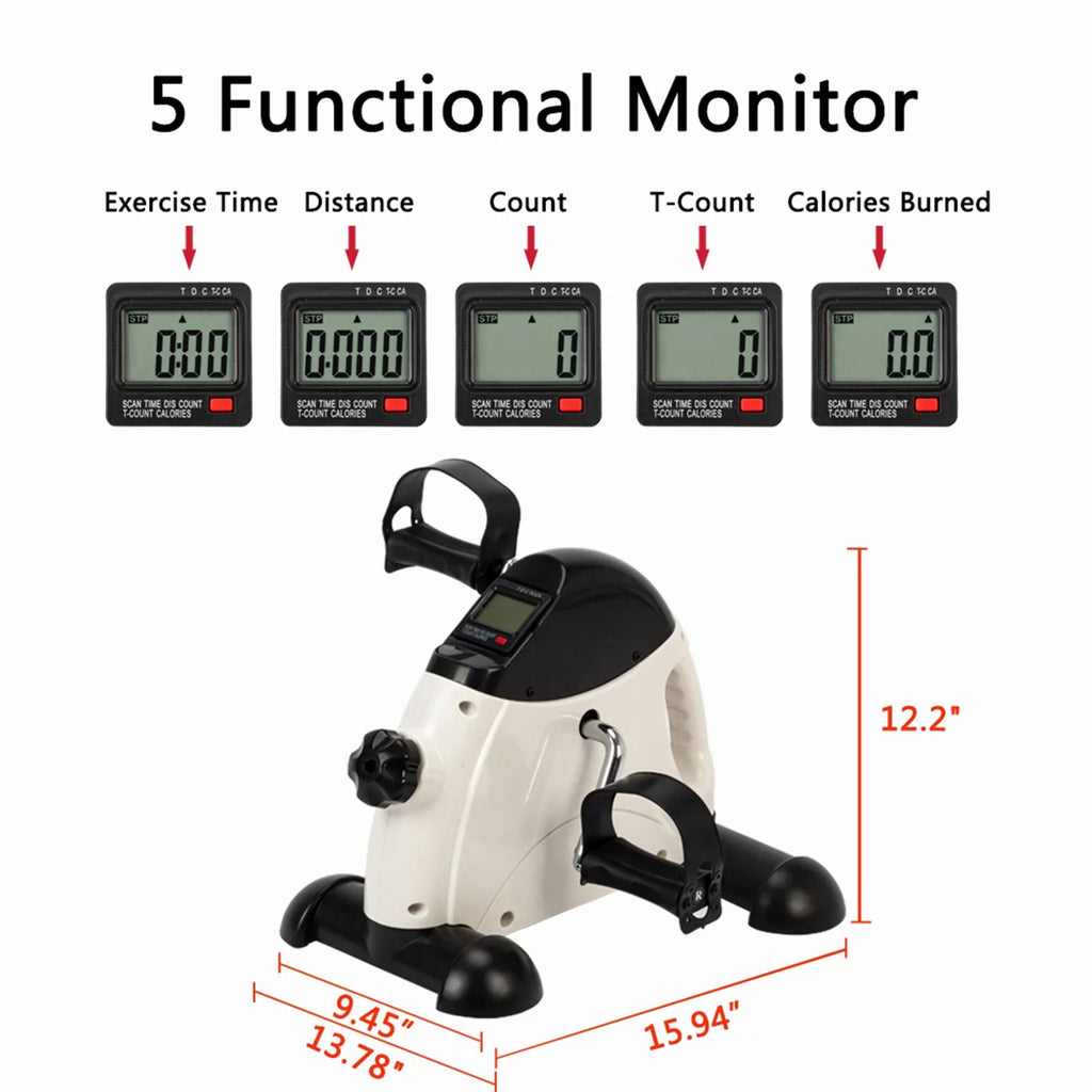 Portable Home Use Hands and Feet Trainer Mini Exercise Bike White & Ebony