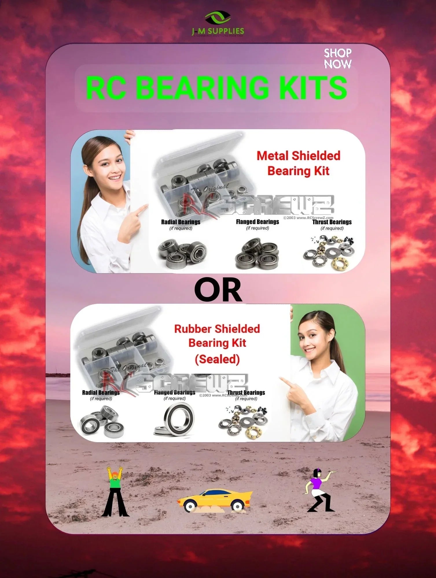 RCScrewZ Metal Shielded Bearing Kit durg004b for Team Durango DESC410R/V2 RC Car - Complete Set