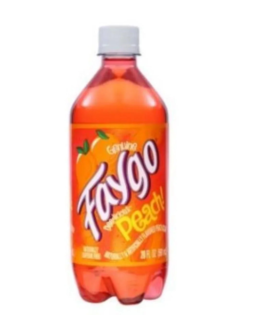 Faygo Peach Soda Pop, 20 Oz Bottles, Quantity of 4