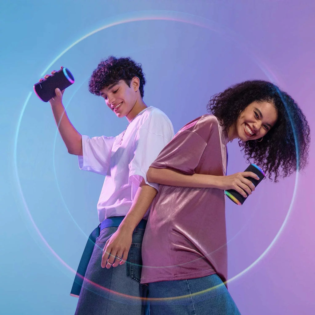 Anker Soundcore Flare 2 Bluetooth Speaker, with IPX7 Waterproof Protection and 360 Sound for Backyard and Beach Party, 20W Wireless Speaker with PartyCast, EQ Adjustment, and 12-Hour Playtime, Dark