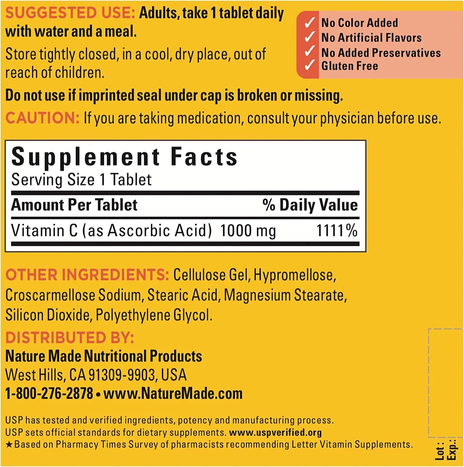 Nature Made Vitamin C 1000 mg, Dietary Supplement for Immune Support, 300 Tablets, 300 Day Supply