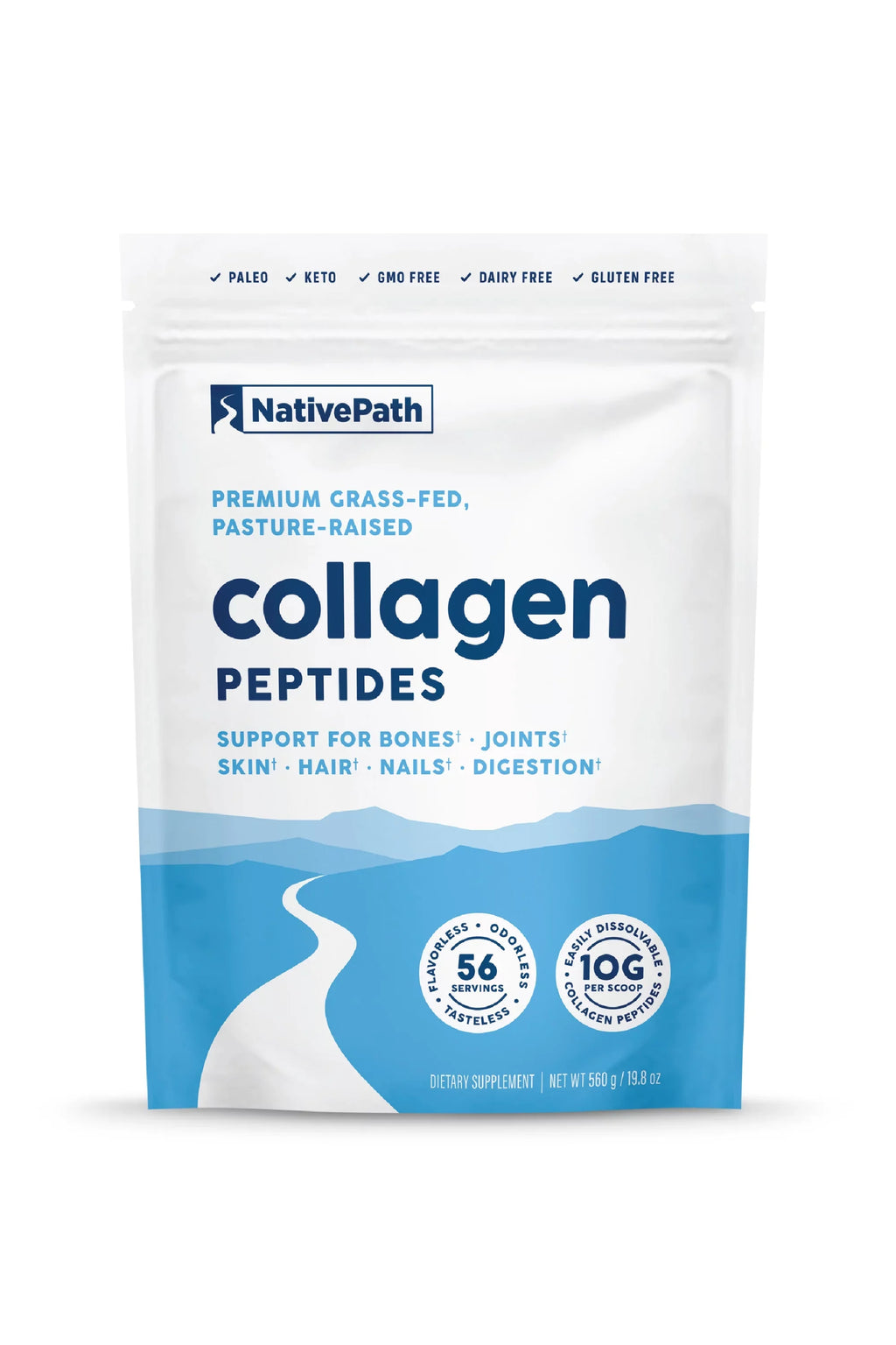 NativePath Collagen Peptides Protein - Hydrolyzed Type 1 & 3 Collagen Powder for Skin, Hair, Nails - Collagen Powder for Skin - 19.8 oz (56 Servings)