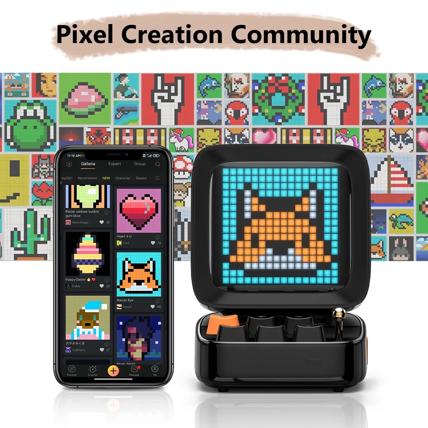 Divoom Ditoo Plus Pixel Art Blutooth Speaker, 10W, Dark
