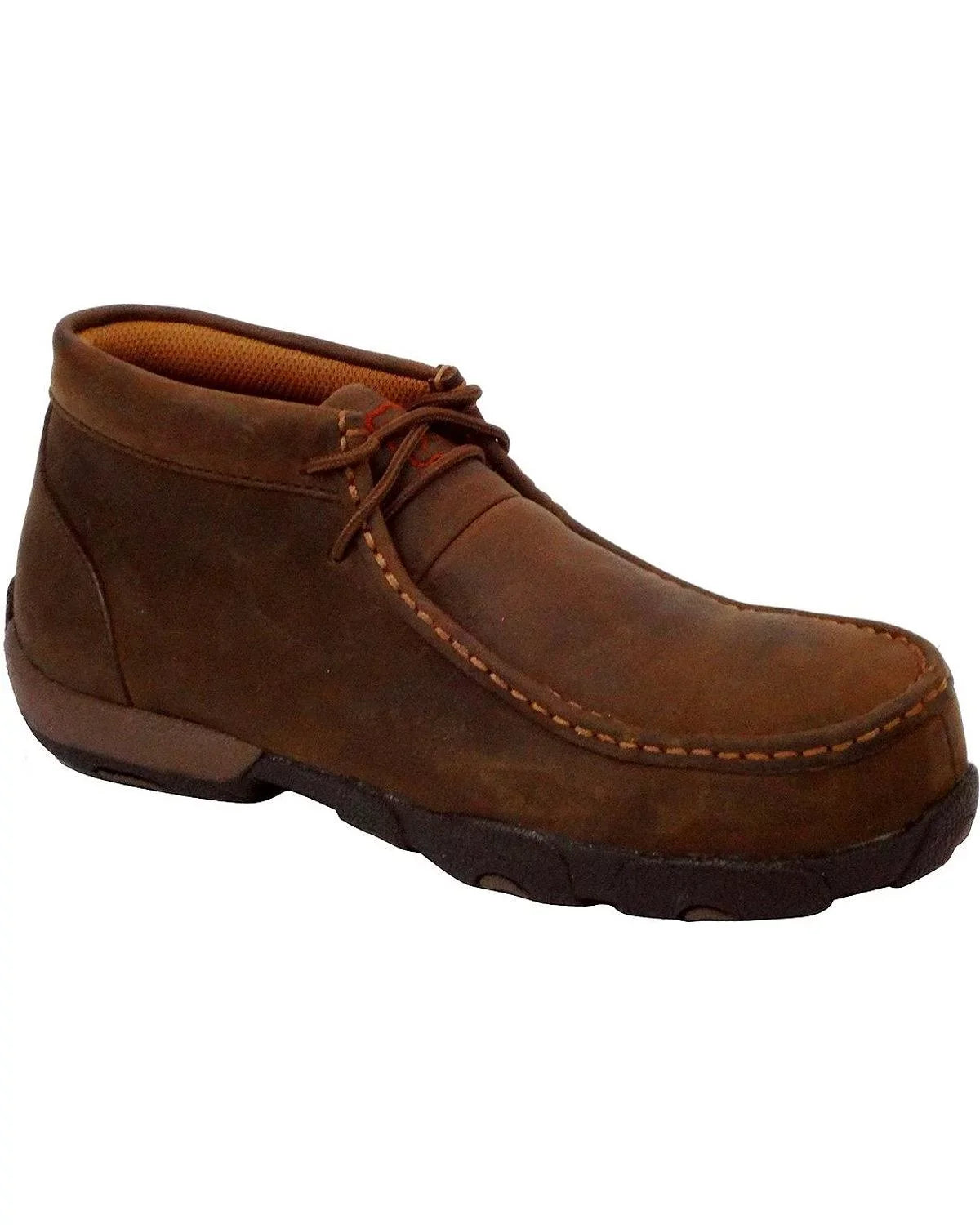 Women's Twisted X WDMST01 Steel Toe Moc Work Shoe Distressed Saddle Leather 11 W