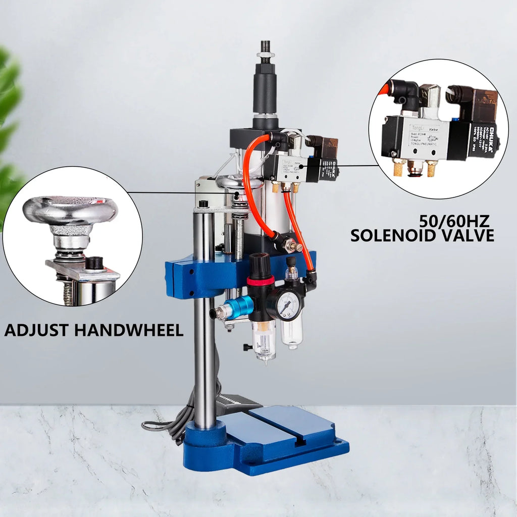 VEVOR Pneumatic Punch Press Machine 440LB/200KG Pressure, Desktop Punching Press Machine 110V AC,Cylinder Stroke Pneumatic Press 0.4-0.7 Mpa Operation Pressure